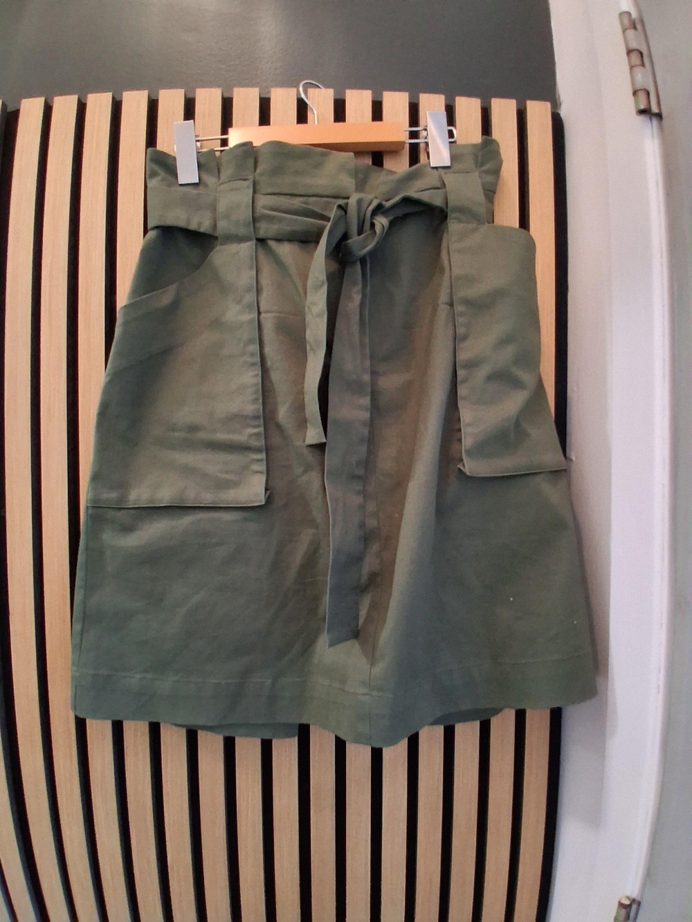Olive Green Tie-Waist Cargo Skirt